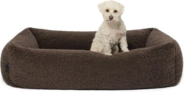 Ортопедичне собаче ліжко PAW WOW Sven | М'яке ліжко для собак з тедді-тканини | 70x100 см (Колір: Коричневий)