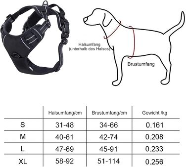 Шлейка для собак Funkeen Anti-Pull, для маленьких, середніх та великих собак. М'яка, дихаюча, регульована, чорна (чорний, S)