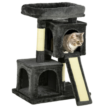 PawHut Sisal Cat Tree до 30 кг Cat Tree з кігтеточкою Sisal Column Плюшевий темно-сірий для активних кішок