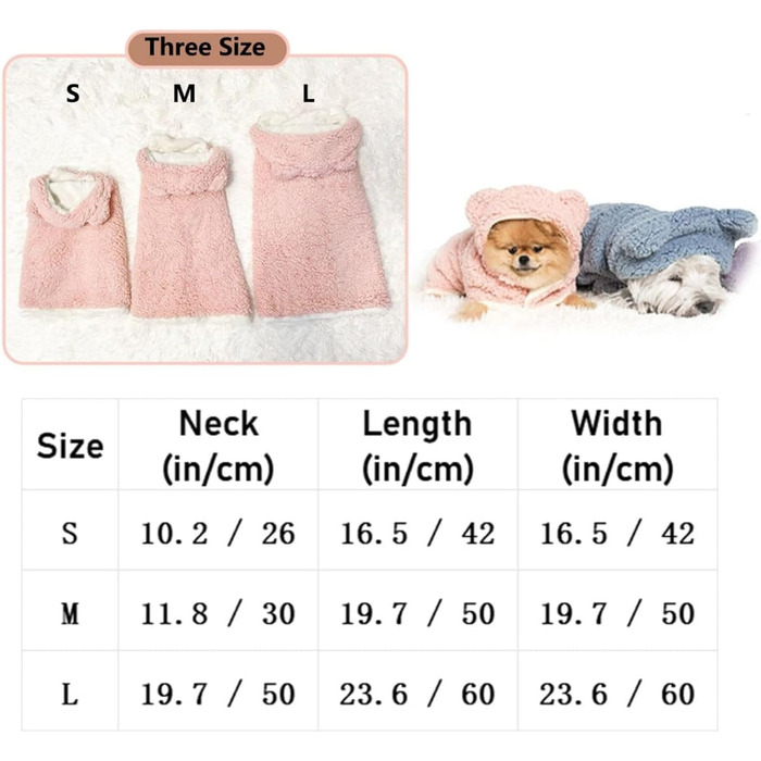 Теплий плед-халат для собак та котів, м'який плед-халат для домашніх тварин, теплий зимовий халат для собак, різні розміри (M, Синій)