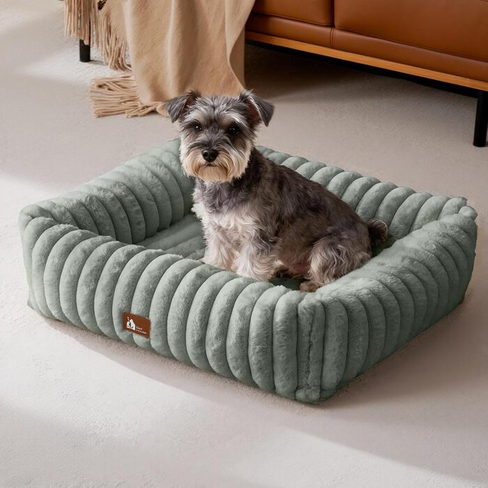 Ортопедичний лежак для собак великих порід, лежанка для собак, м'який лежак, знімний килимок, лежанка-софа з ручками, 109x76x20 см, сірий (M-P)