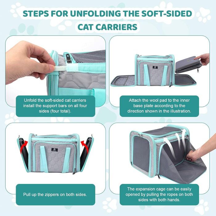 Транспортна переноска для кота Transportbox Katze, складана, розширювана, м'яка переноска для безпеки та комфорту, водонепроникна сумка-переноска для котів до 6.8 кг
