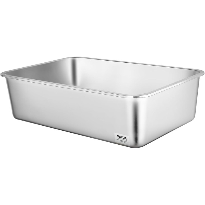 VEVOR XL котячий туалет з нержавіючої сталі, 2 шт, 60×40×15 см, з совком, широким фільтром і високим бортом, без запаху, для великих котів