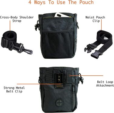 Сумка для ласощів для собак Hanwell з дозатором для прибирального інвентарю - водонепроникна, чорна