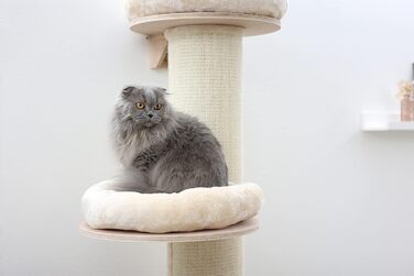 Дерев'яний котячий комплекс Kerbl Dolomit Tower 187 см, 3 лежаки, 3 сизалеві стовпи, бежевий, настінний, до 10 кг