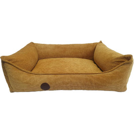 Ортопедичне ліжко для собак, сумісне з великими, середніми та маленькими породами, жовто-гірчичний колір, миється, розмір M (77x60x20 см)