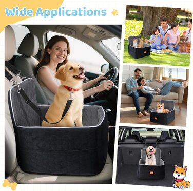 Автомобільний лежак для собак середніх та маленьких порід (до 13.6 кг), 52x52x50 см, з м'якою піною Memory Foam та кріпленням для безпеки