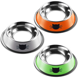 Набір мисок для котів Katzennäpfe: 4 шт. з нержавіючої сталі, протиковзкі, для води та корму, підходить для котів та цуценят