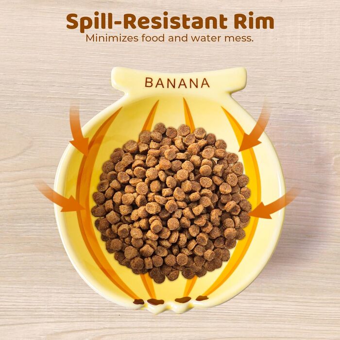 Котлован для котів TIGOADT, керамічний, піднятий, рожевий, з дизайном банана