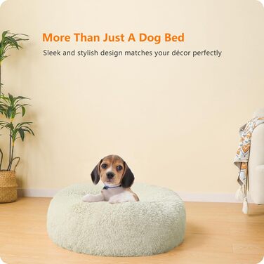 Ортопедичне ліжко для собак, кругле, м'яке, для котів та собак, 60 см, бежеве