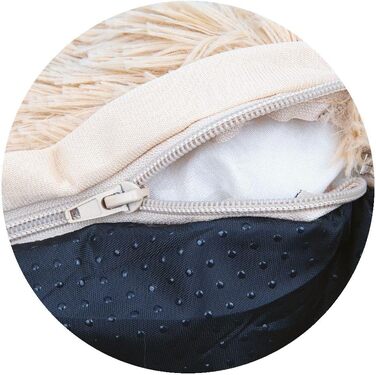 Ліжко для собак Mediashop Peaceful Pooch M, 76 см, бежеве, плюшевий донат, знімний та праний чохол, водо- та брудовідштовхувальне, ортопедичне, з антиковзкими ніжками