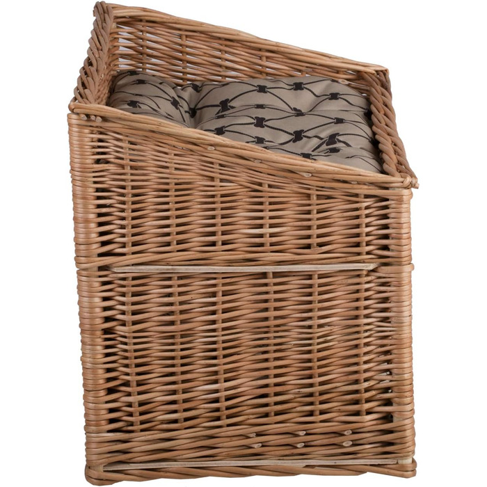 Двоярусна котяча хатинка з плетіння з лози, котячий кошик, хатинка для котів з подушкою та вікном (бежевий, натуральний)