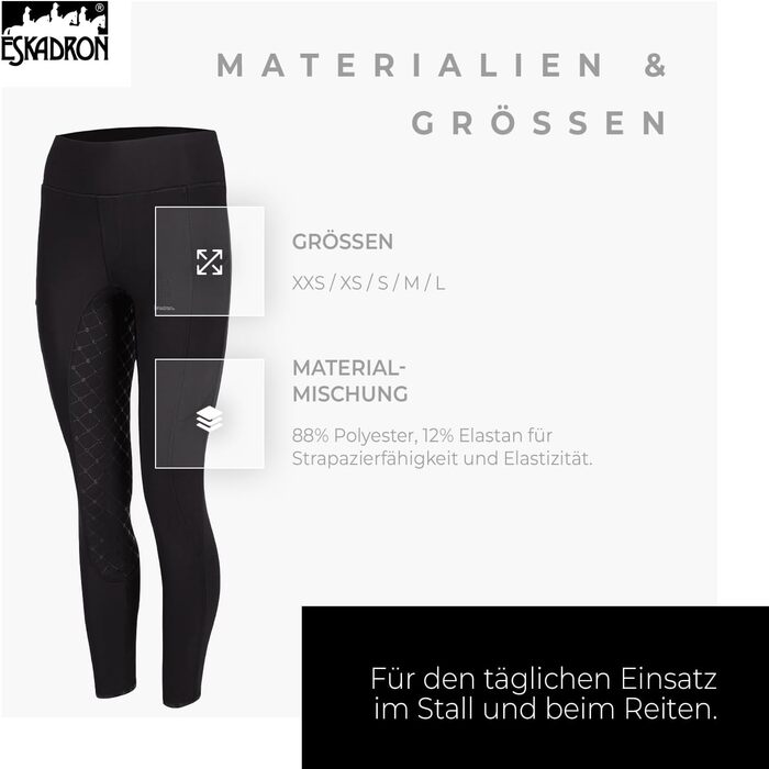 Ешкадрон рейтузи Riding Tight PRO: легкі, дихаючі рейтузи для верхової їзди з кишенями для телефону | Чорний L