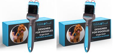 Щітка-слікер The Doodle Brush для пуделів та дудлів, гнучка головка для розплутування довгої кучерявої шерсті, набір 2 шт.