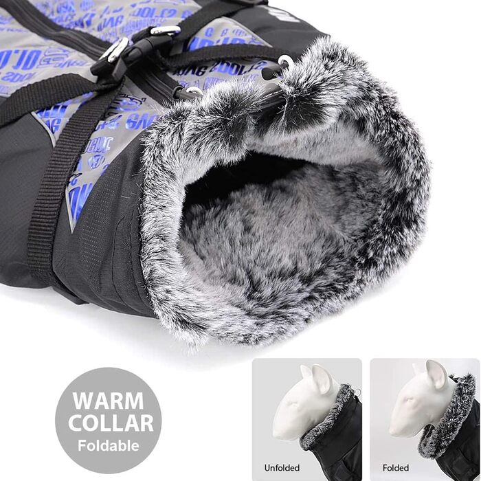 PETCUTE Водонепроникний зимовий одяг для собак, тепла куртка для маленьких та середніх собак, з кріпленням для повідка, 6XL, блакитний