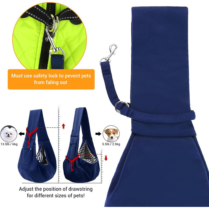 Сумка-переноска для собак Lyneun 6 кг, дихаюча, регульована, для прогулянок та подорожей (Морська блакить)