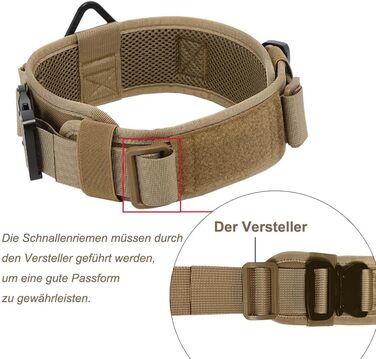 Нашийник для собак Vmokki з м'якою підкладкою, 7 см, з двома пряжками, контрольний ручка, тактичний, регульований, для великих собак (камуфляж)