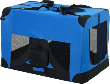 Складаний контейнер для транспортування собак і котів, розмір M, 42x42x60 см, синій, легкий у догляді