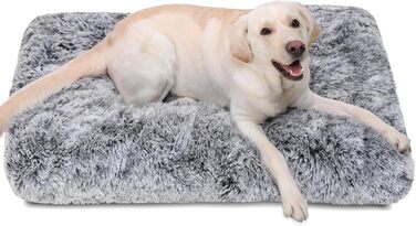 Ліжко для собак XL, м'яка коробка-матрац, заспокійлива, пухнаста, анти-тривожна, розкішна плюшева підстилка з неслизьким дном, 105 x 70 x 7 см