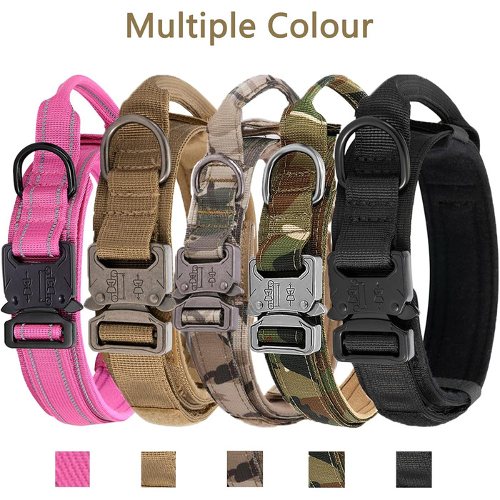 Тактичний нашийник для собак з контролем, нейлон, з м'якою підкладкою, металева застібка, для середніх та великих собак, для полювання, тренувань, на вулицю, сірий, розмір L, ширина L, сірий