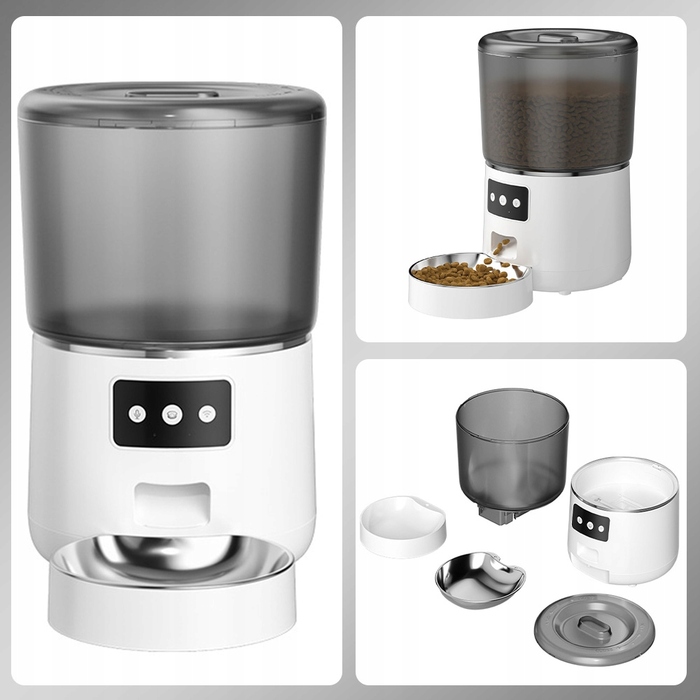 Автоматична годівниця для котів та собак з Wi-Fi, 4 л, дозатор для сухого корму