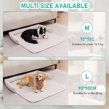 OKYUK Преміум лежанка для собак - захист дивану для тварин, ручної роботи та пральна подушка для собак, пухка підстилка для собак всіх розмірів (75 x 75 см) (90 x 90 x 10 см, Kord Бежевий)