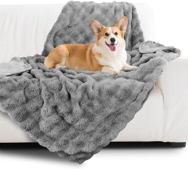 Водонепроникний коврик для собак Nobleza, теплий флісовий коврик для котів, 120 x 100 см, двосторонній, можна прати в машині, для диванів та ліжок, сірий колір