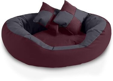 BedDog® Hundebett SABA 4в1: овальне/кругле, велике, знімне, для дому та вулиці, L, Cherry-Rock (бордовий/сірий), 65x50x23 см