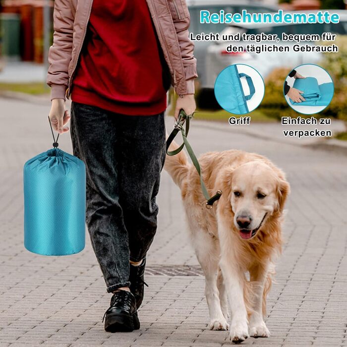 Водонепроникний килимок для собак FHTONGE 120x70 см: зручна та миюча підстилка для собак середніх та великих порід, ідеальна для подорожей, кемпінгу, відпочинку на вулиці та вдома (X-Large, блакитний)