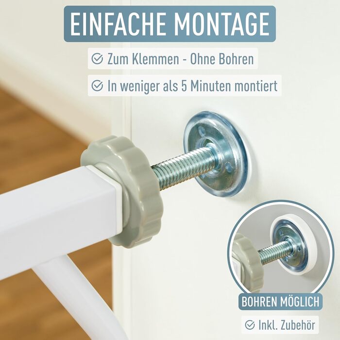 Захист від падіння з лестниці для дітей IB Style, 58-185 см, білий, без свердління