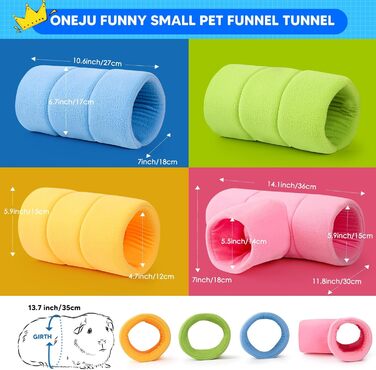 Туннель для морських свинок ONEJU, 2-сторонній, для гри та відпочинку, миється, з блискавкою, для зберігання, кольоровий