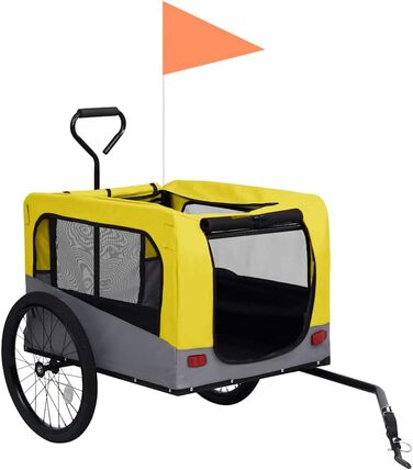 Причіп для собак на велосипеді vidaXL 2в1, жовтий – причіп-візок для собак, жовтий