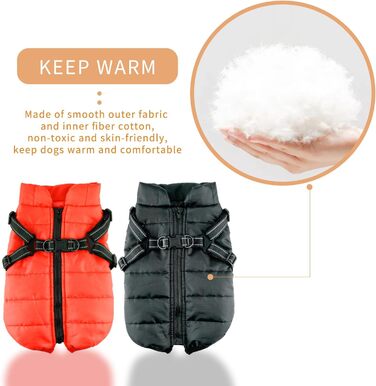 Зимовий теплий водонепроникний одяг для собак Eastlion - куртка для цуценят та собак, жилет з кільцем D, червоний, розмір M