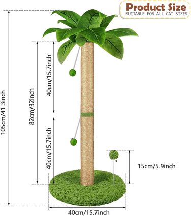 Драбина для котів HOMYHANDS, 82 см, з преміум сизалевим мотузком, 2 інтерактивні іграшки-м'ячики та іграшка-пір'їнка для дому