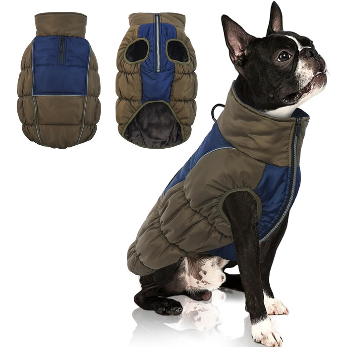 Зимові куртки та зимові пальта для собак IECOii, тепла зимова куртка для собак, пальта для собак, зимові пальта для собак, куртка-жилет для собак, теплий зимовий одяг для собак, водонепроникні куртки для собак, зелений колір, розмір M (обхват грудей: 53 с