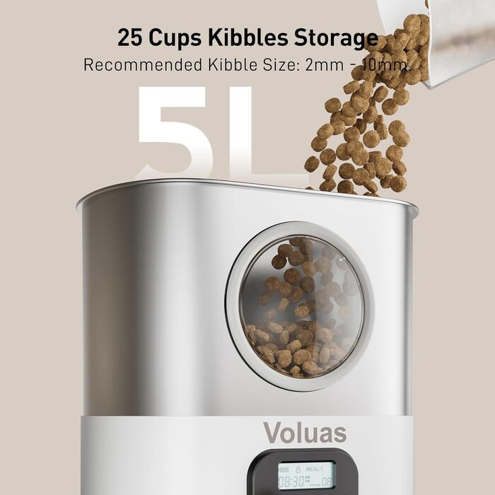 Автоматичний диспенсер для котячого корму VOLUAS - годівниця для котів та собак з таймером, сухий корм