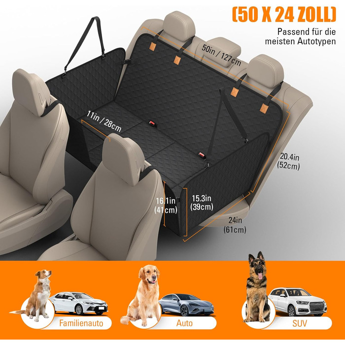 Захист для заднього сидіння автомобіля BMaoBBo: водовідштовхувальний, стійкий до подряпин, для SUV та сімейних авто (127x62 см)
