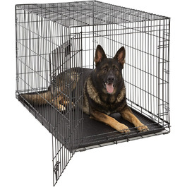 Кія для собак Midwest Homes for Pets Lifestages 1642DDU, велика, з подвійними дверцятами, металева, 107 см, з перегородкою, захист підлоги, мийка, чорна