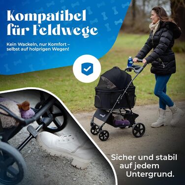 Візок для собак, складаний, з QuickFold, чорний, вантажопідйомність до 15 кг