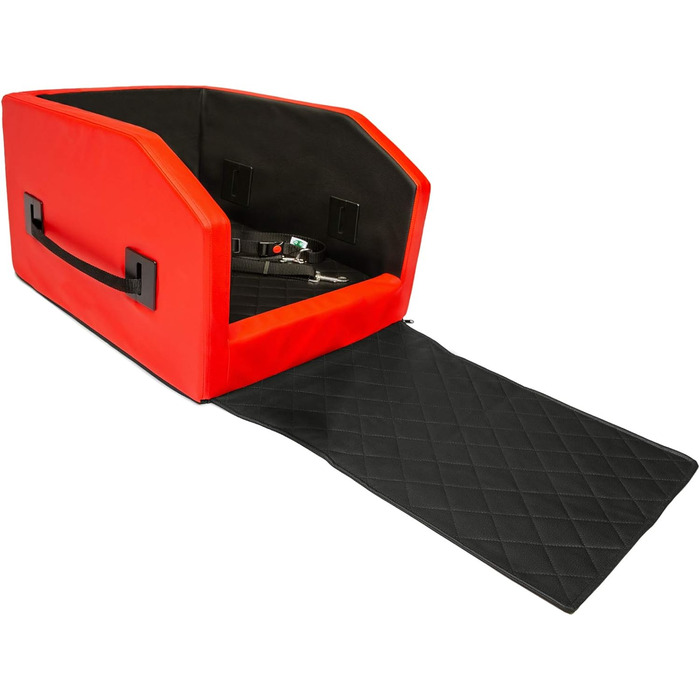 CopcoPet Автомобільне ліжко для собак, переносна клітка, захист сидіння авто, 55 x 105 x 38 см, червоно-чорний