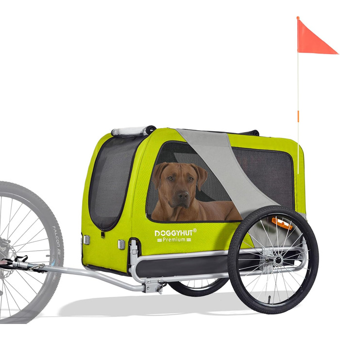 DOGGYHUT® Преміум XL Причіп для собак до 45 кг - велосипедний причіп для собак, великих собак (зелений)