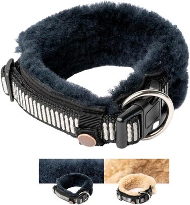 Інноваційний нашийник для собак CHRIS з ланолінової вовни, зменшує випадіння шерсті, з підкладкою, світловідбиваючий, регульований, для собак малих, середніх та великих порід, розміри M (35-45см), L (45-55см), XL (55-65см), колір антрацит
