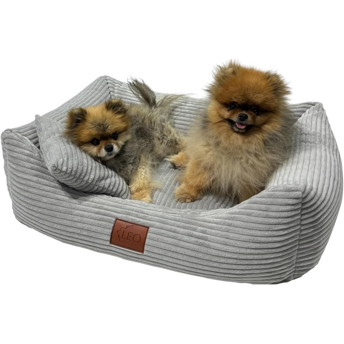 Собаче ліжко Cord знімний чохол, для собак маленьких, середніх та великих порід (Сірий, S 67x52)