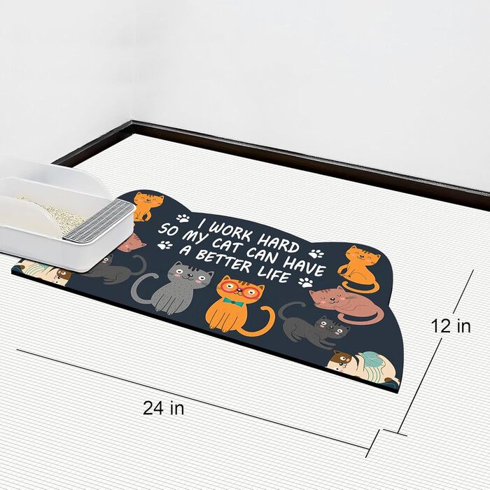 Килимок для годівлі котів та інших тварин, 61 x 30,5 см, швидковисихаючий, сірий