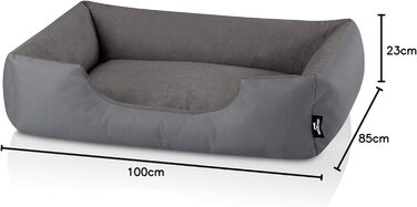 Ліжко для собак BedDog Zara, XL, 100 x 85 x 23 см, сірий колір, знімний та миючий чохол