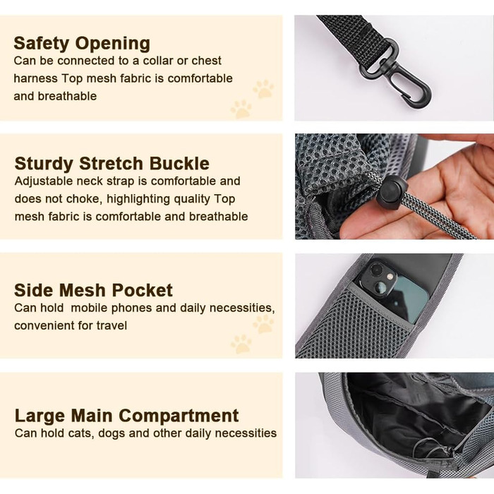 Сумка-переноска для собак Umllpet, регульована, до 6.5 кг, для прогулянок та подорожей