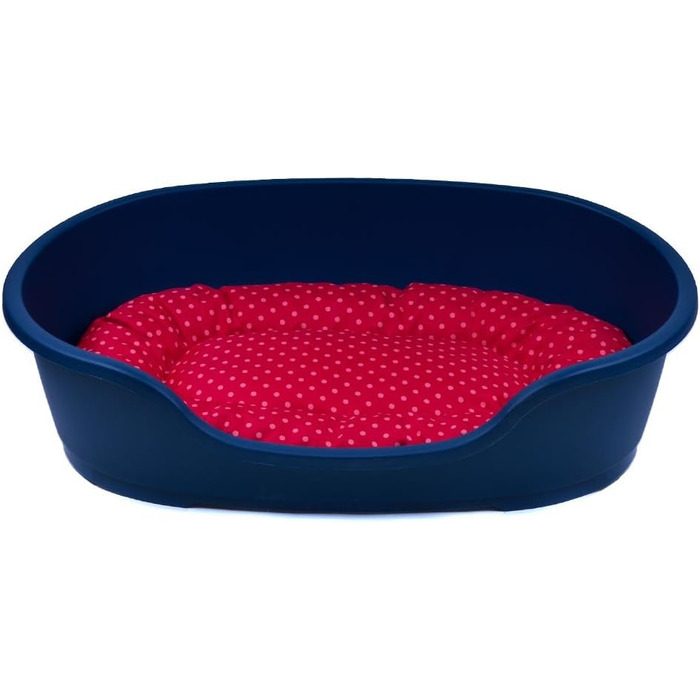 Корзина для собак Adena, 71 x 48 см, блакитна + подушка з принтами, 71 x 48 x 22 см