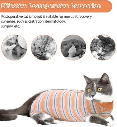 Одяг для котів після операції CITE TOILE, комбінезон для захисту животика, альтернатива E-обруча, помаранчевий, розмір L
