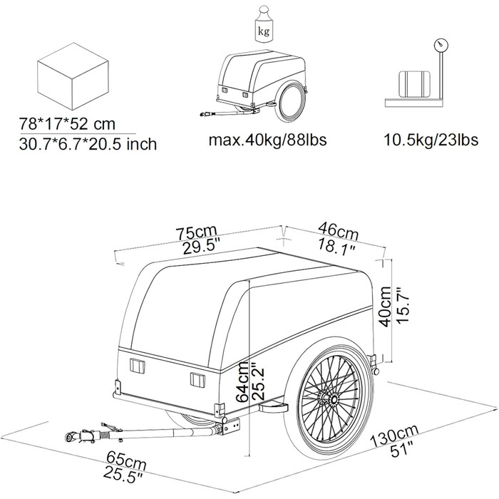 Fahrradanhänger Tiggo VS Cargo: Великий вантажний причіп для велосипеда, 75x46 см, 120 літрів, зелений