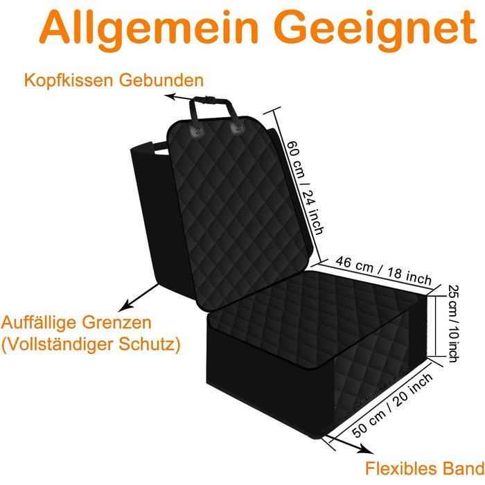 Чохол на автокрісло для собак Alfheim, чорний, нековзкий, захист від подряпин, для вантажівок, фургонів та SUV